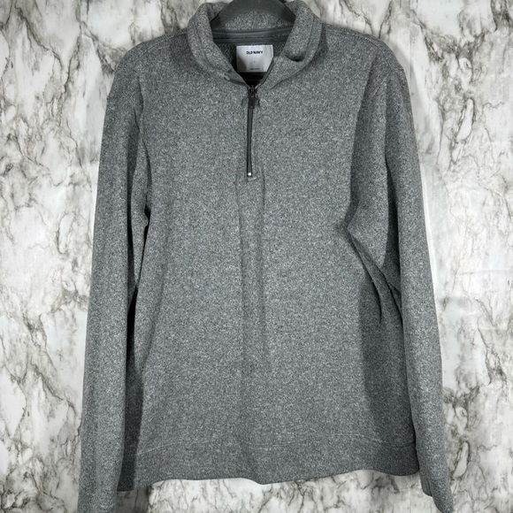 OLD NAVY Light Heather Gray half zip Long Sleeve Sweater Tee Size Large - Picture 1 of 5